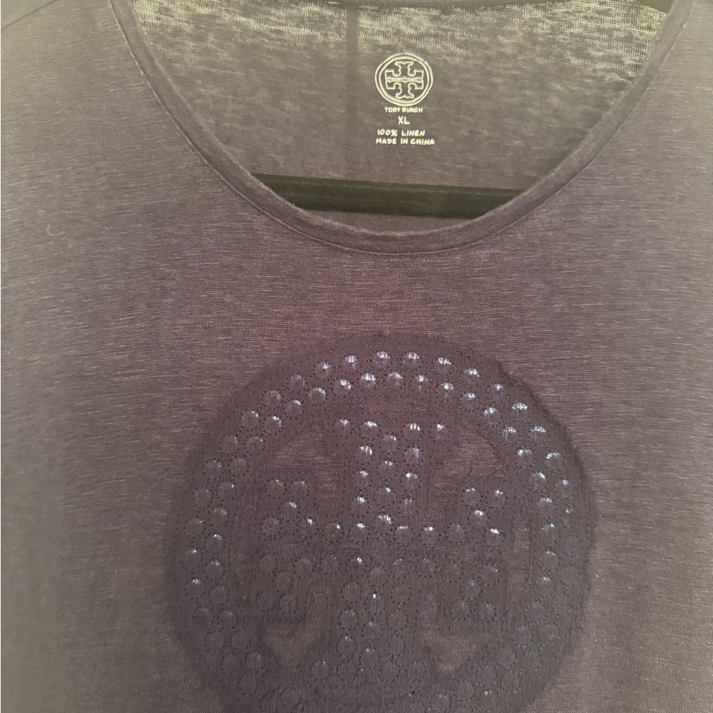 Tory Burch Navy Short Sleeve Tee - Picture 2 of 2